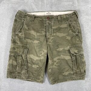 Y2K Hollister Camo Cargo Shorts Mens 36 Green Baggy Skater 2000s